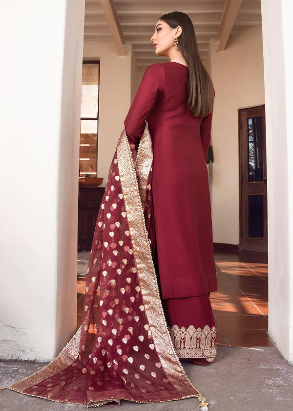 RANG E HAYA LUXURY SHAMOOZ SILK 3PC WITH BANARSI ORGANZA DUPATTA