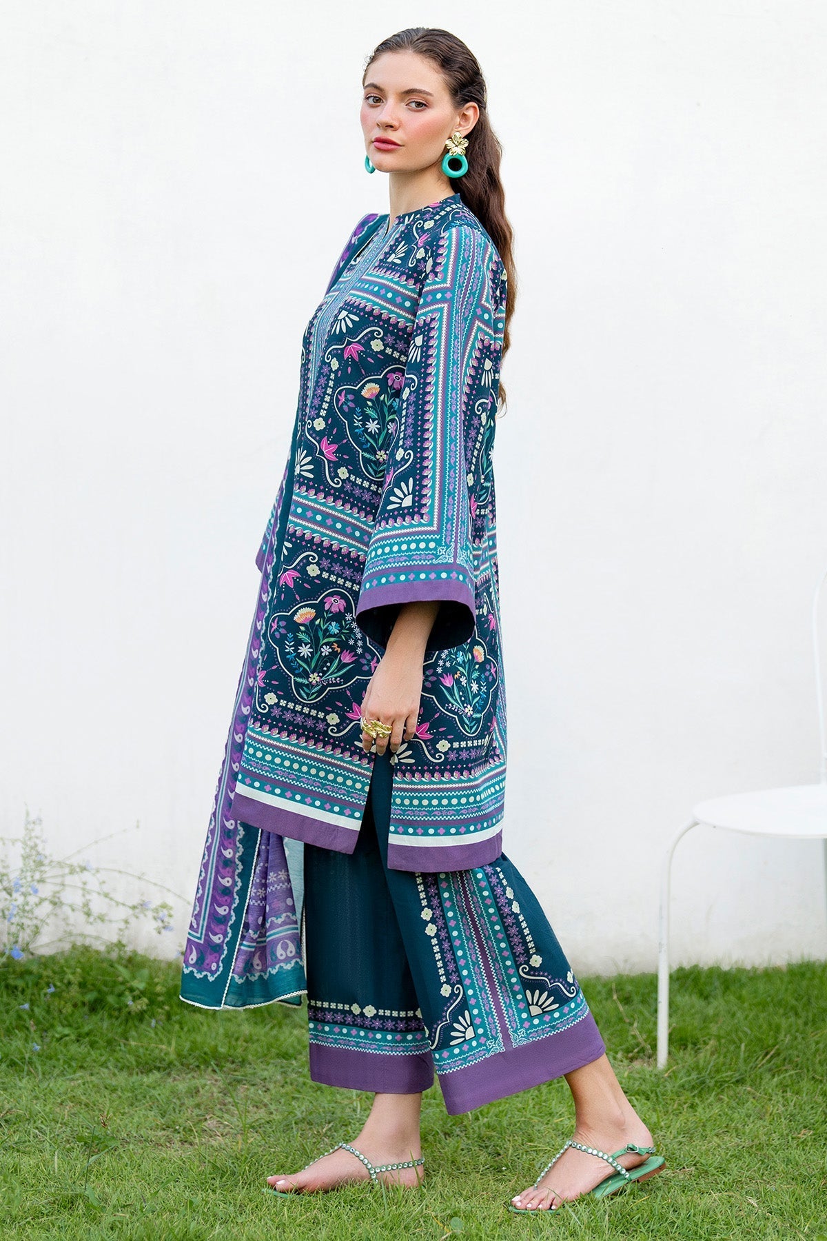 JAZMIN - 3PC Unstitched Printed Viscose Shirt with Printed Dupatta and Printed Trouser