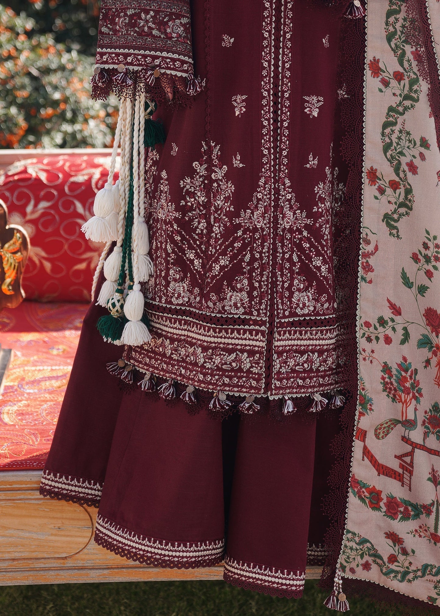 Hussain Rehar Unstitched Dhanak 3PC With Printed Shawl