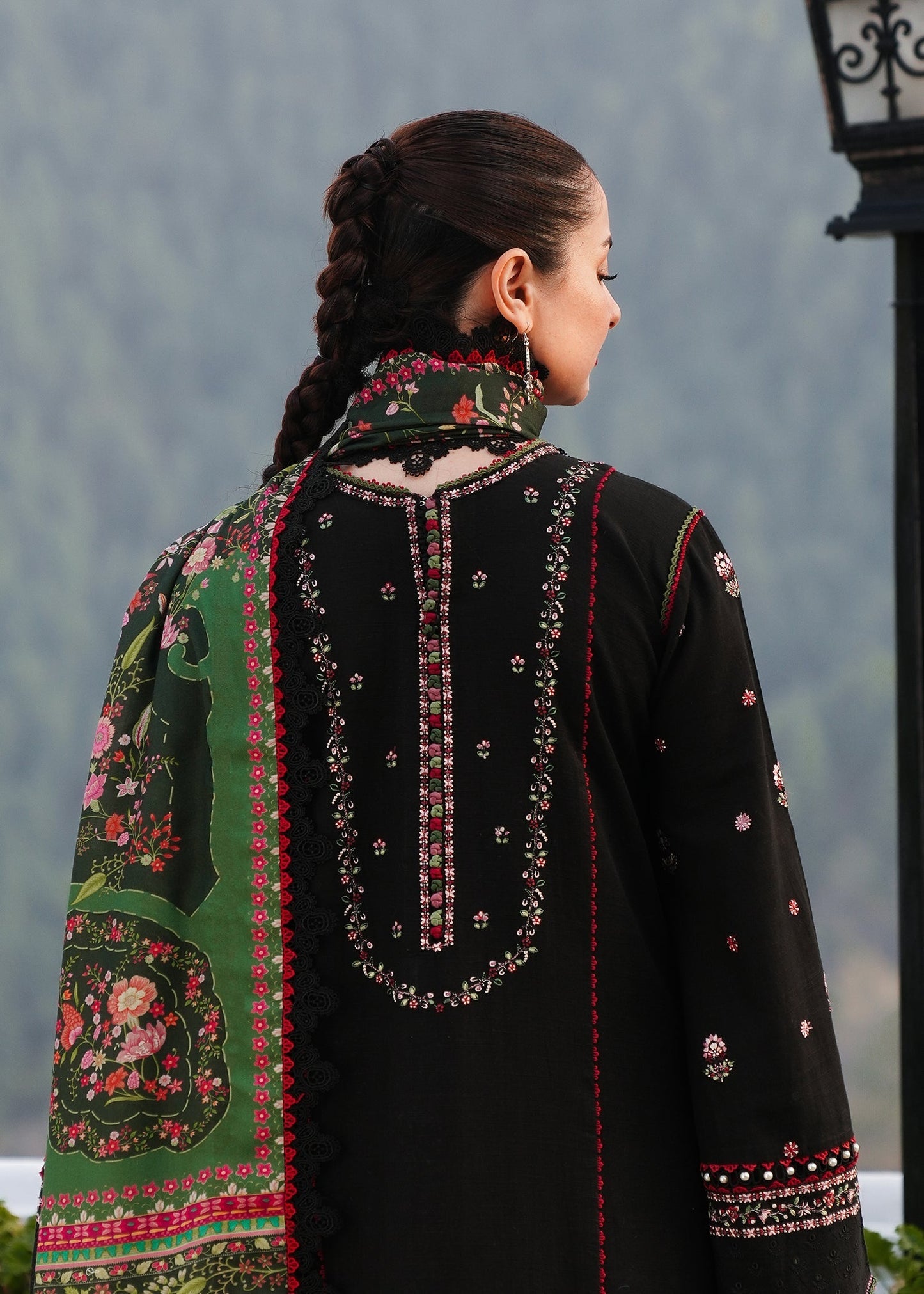 HUSSAIN REHAR DHANAK EMBROIDERED WINTER 3PC WITH DHANAK EMBROIDERED SHAWL