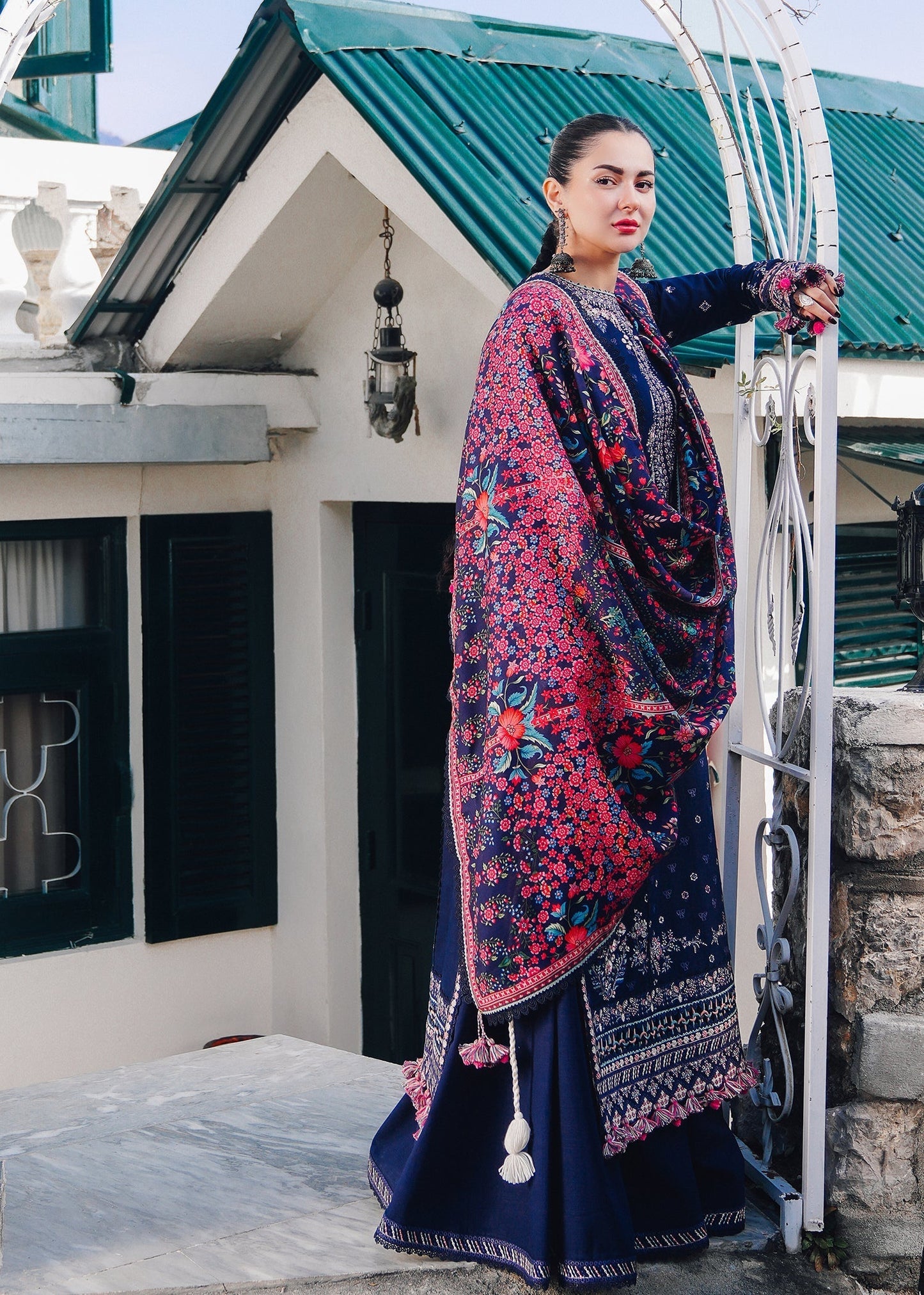 Hussain Rehar Unstitched Dhanak 3PC With Printed Shawl