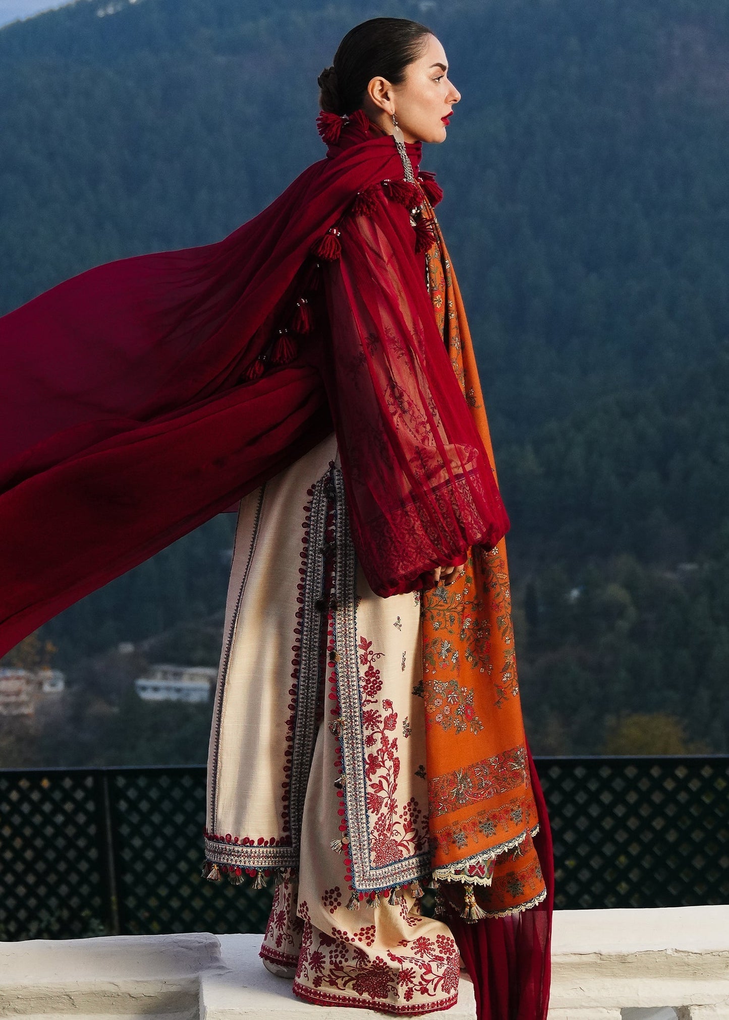 Hussain Rehar Unstitched Dhanak 3PC With Printed Shawl