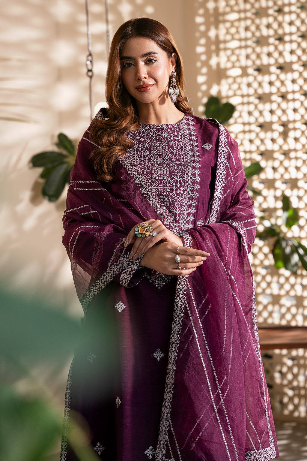 SHEENORA UNSTITCHED WINTER DHANAK 3PC WITH DHANAK EMBROIDERED SHAWL & PLAIN TROUSER