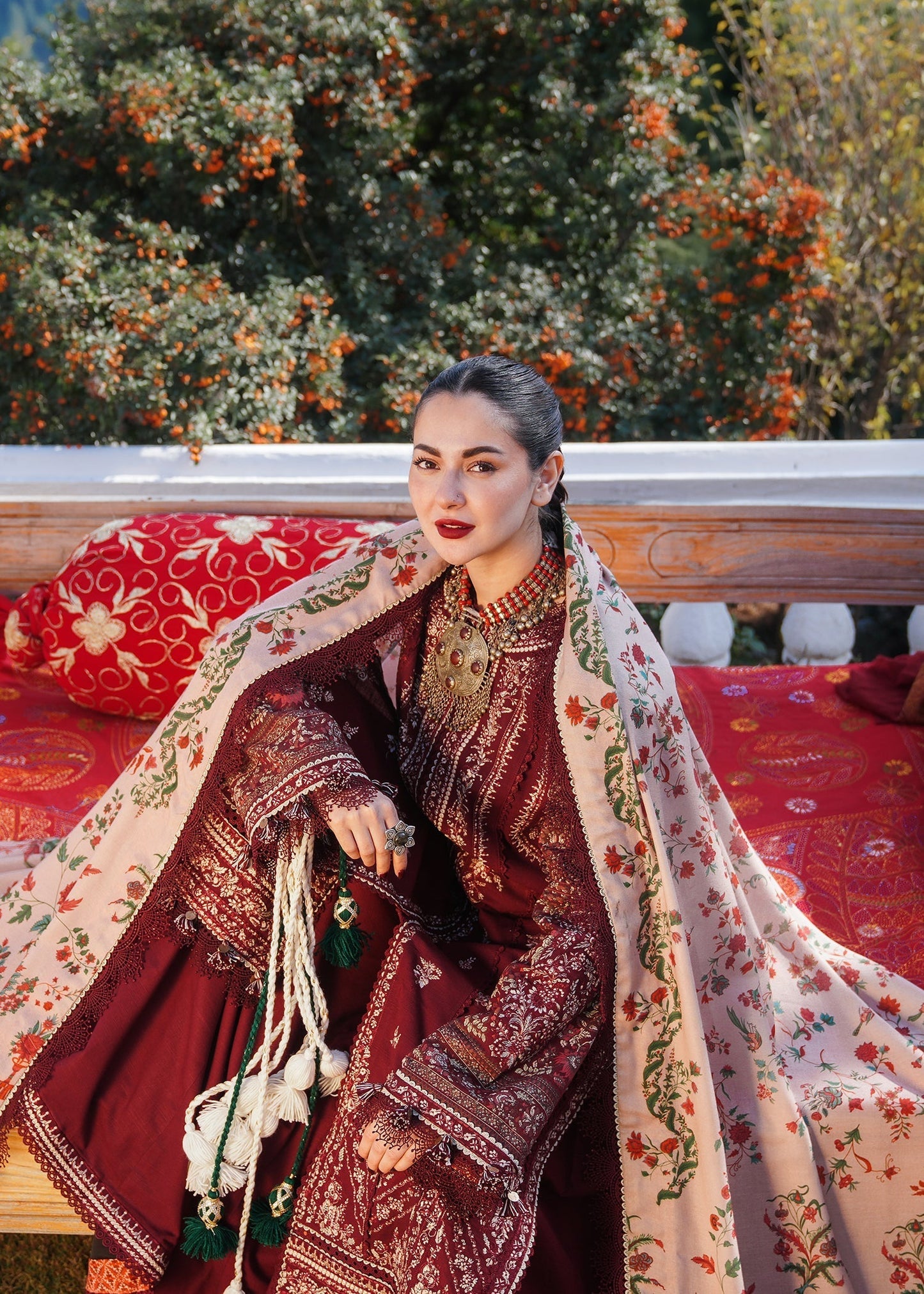Hussain Rehar Unstitched Dhanak 3PC With Printed Shawl