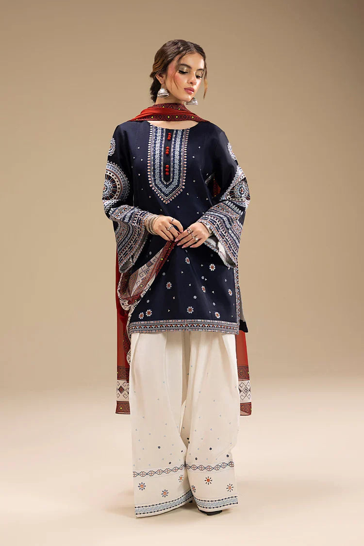 BAROQUE UNSTITCHED 3PC DHANAK EMBROIDERED WITH DIGITAL PRINT SHAWL
