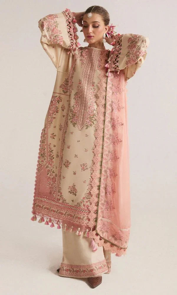 Hussain Rehar Unstitched Dhanak 3PC With Embroidered Shawl