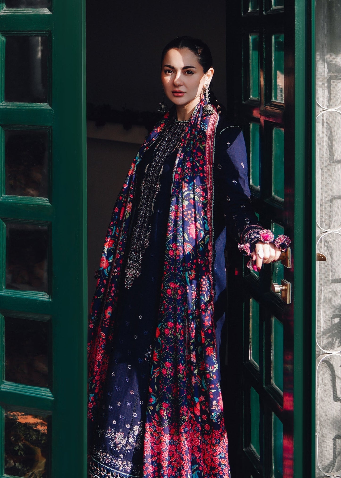 Hussain Rehar Unstitched Dhanak 3PC With Printed Shawl