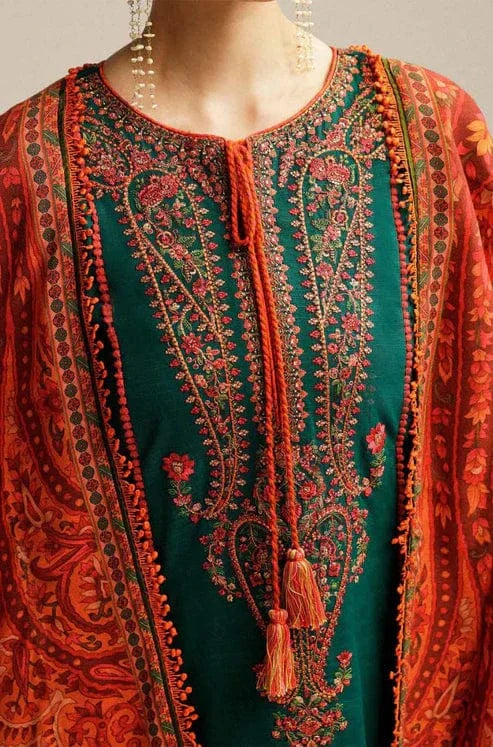 Hussain Rehar Unstitched Dhanak 3PC With Printed Shawl