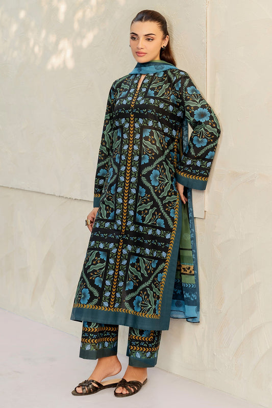 JAZMIN - 3PC Unstitched Printed Viscose Shirt with Printed Dupatta and Printed Trouser