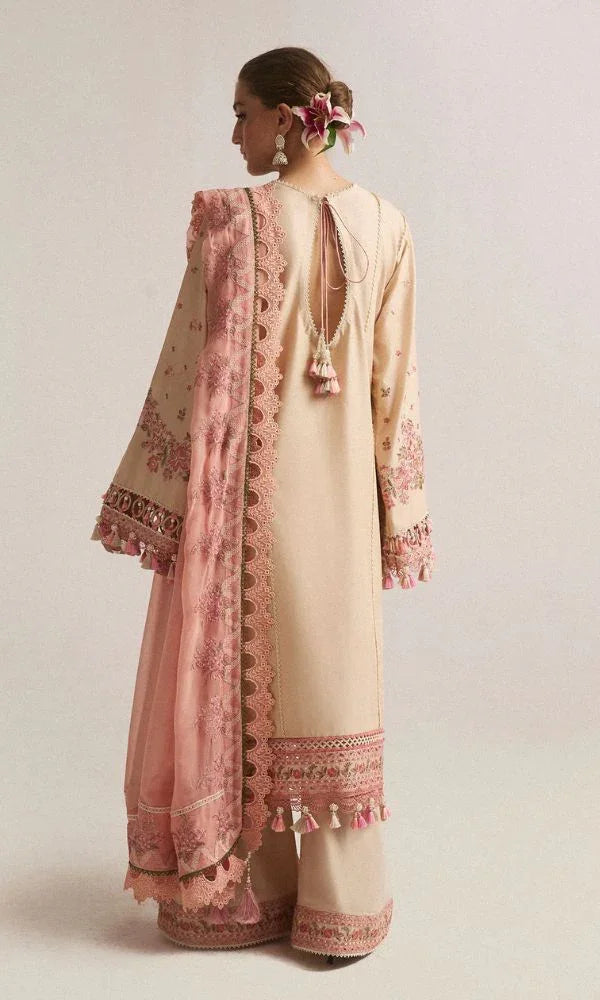 Hussain Rehar Unstitched Dhanak 3PC With Embroidered Shawl