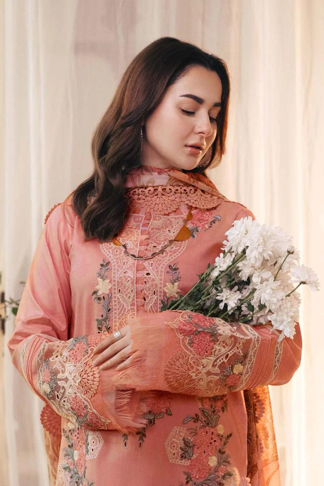 JADE Unstitched Dhanak Embroidered 3PC With Printed Shawl