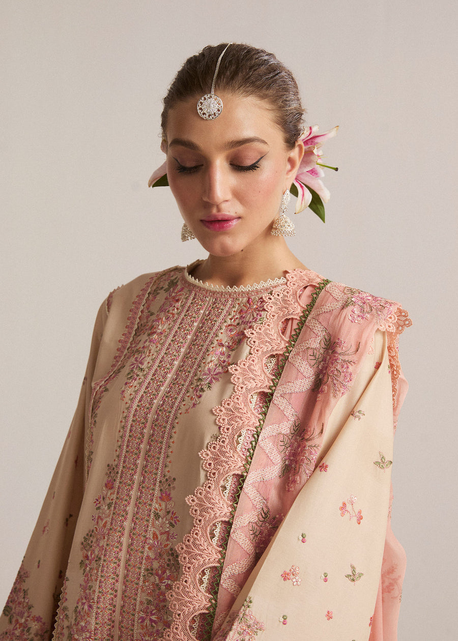 Hussain Rehar Unstitched Dhanak 3PC With Embroidered Shawl