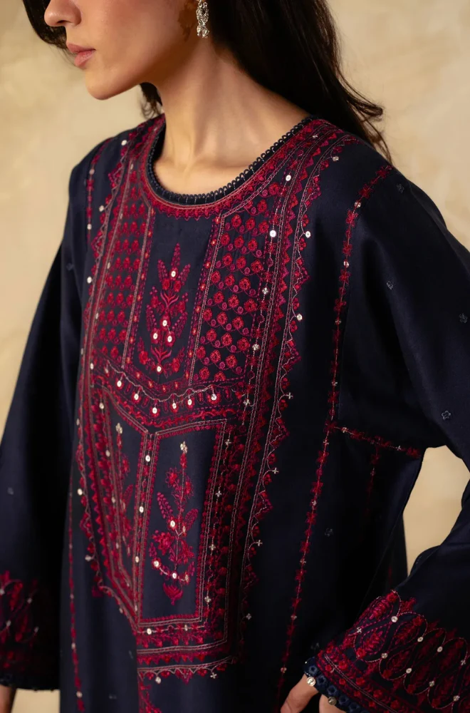 Zara Shah Jahan - 3PC Unstitched Dhanak Sequence Embroidered Shirt with Embroidered Dhanak Shawl and Trouser