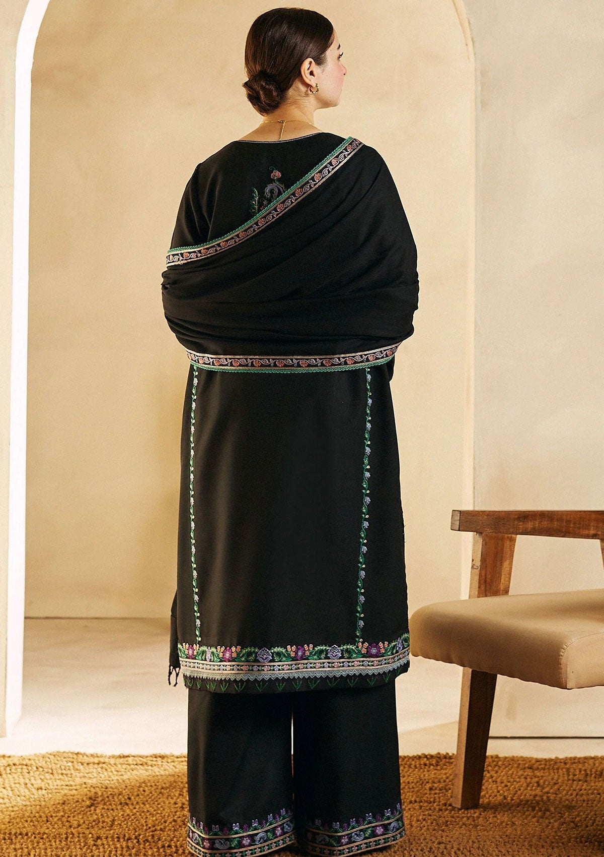 Zara Shah Jahan - 3PC Unstitched Dhanak Embroidered Shirt with Embroidered Back and Embroidered Dhanak Shawl