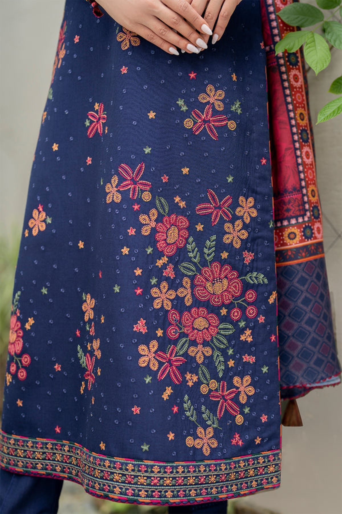 Jazmin - 3PC Unstitched Dhanak Embroidered Shirt with Printed Pashmina Wool Shawl and Trouser