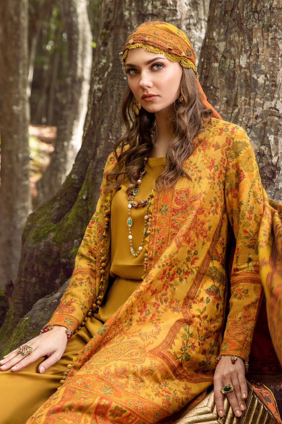 MARIA B 3PC EMBROIDERED DHANAK WITH PRINTED SHAWL