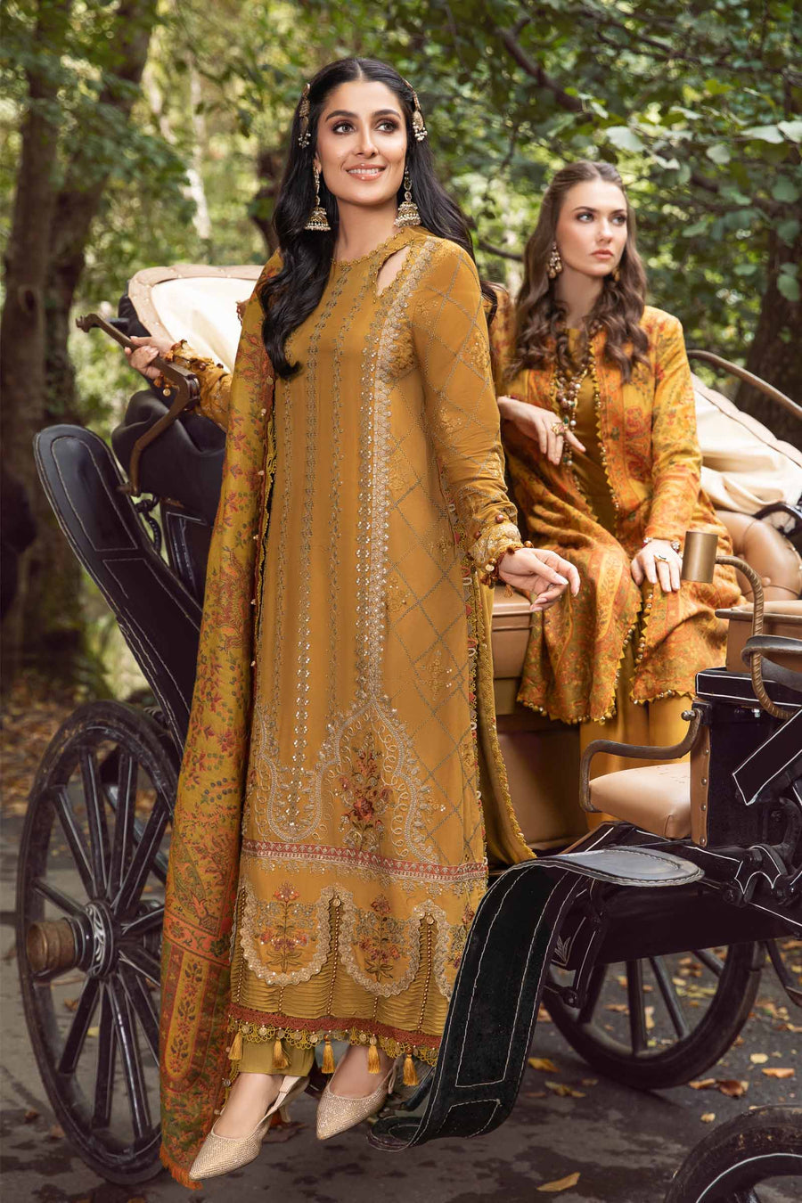 MARIA B 3PC EMBROIDERED DHANAK WITH PRINTED SHAWL
