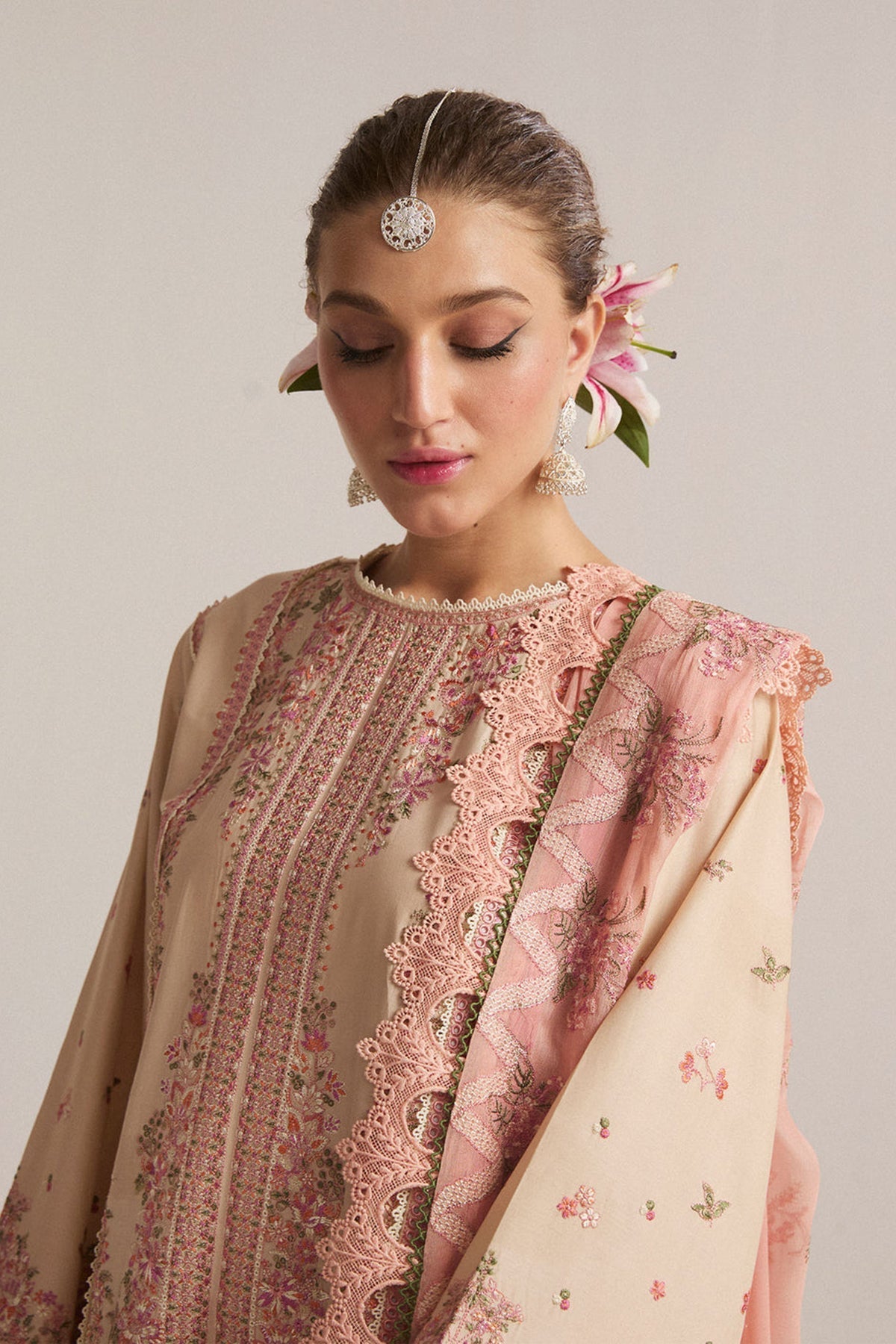 Hussain Rehar Unstitched Dhanak 3PC With Embroidered Shawl
