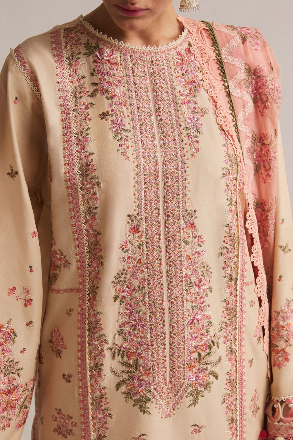 Hussain Rehar Unstitched Dhanak 3PC With Embroidered Shawl