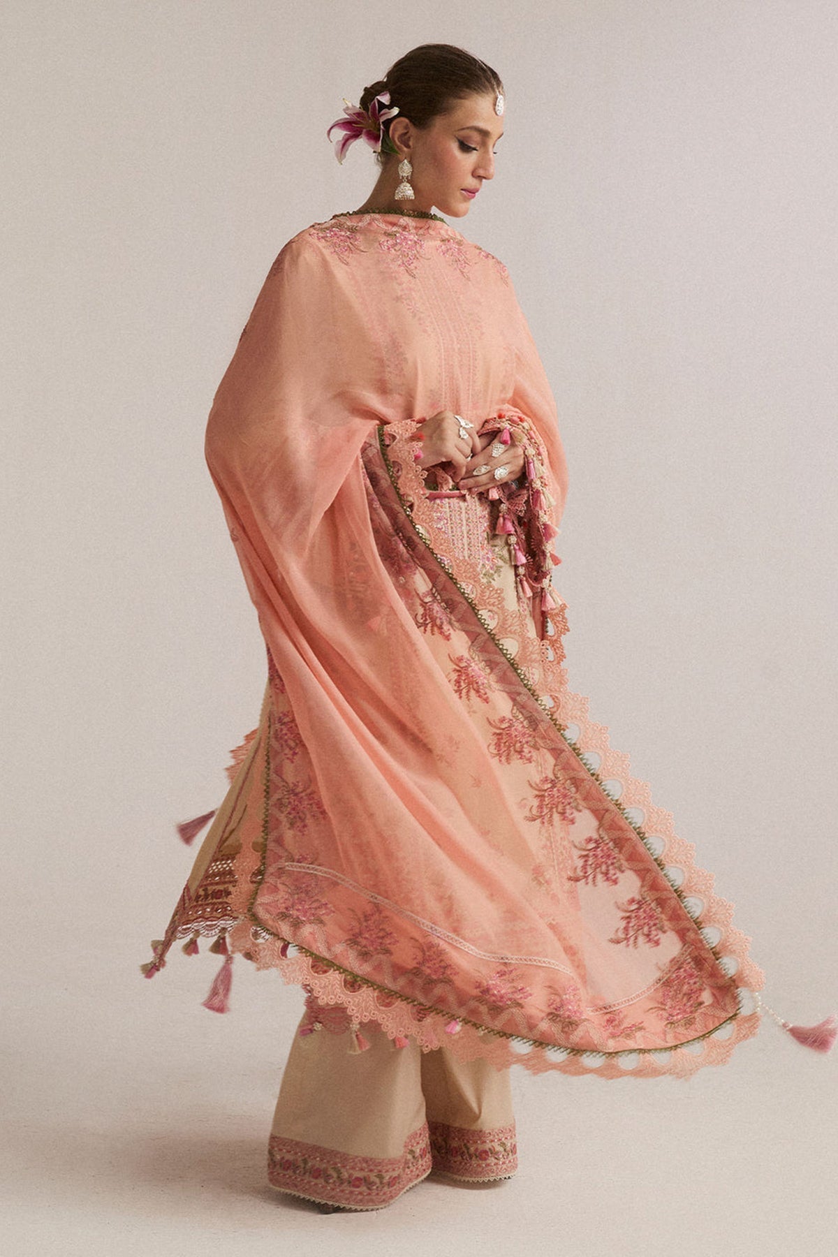 Hussain Rehar Unstitched Dhanak 3PC With Embroidered Shawl