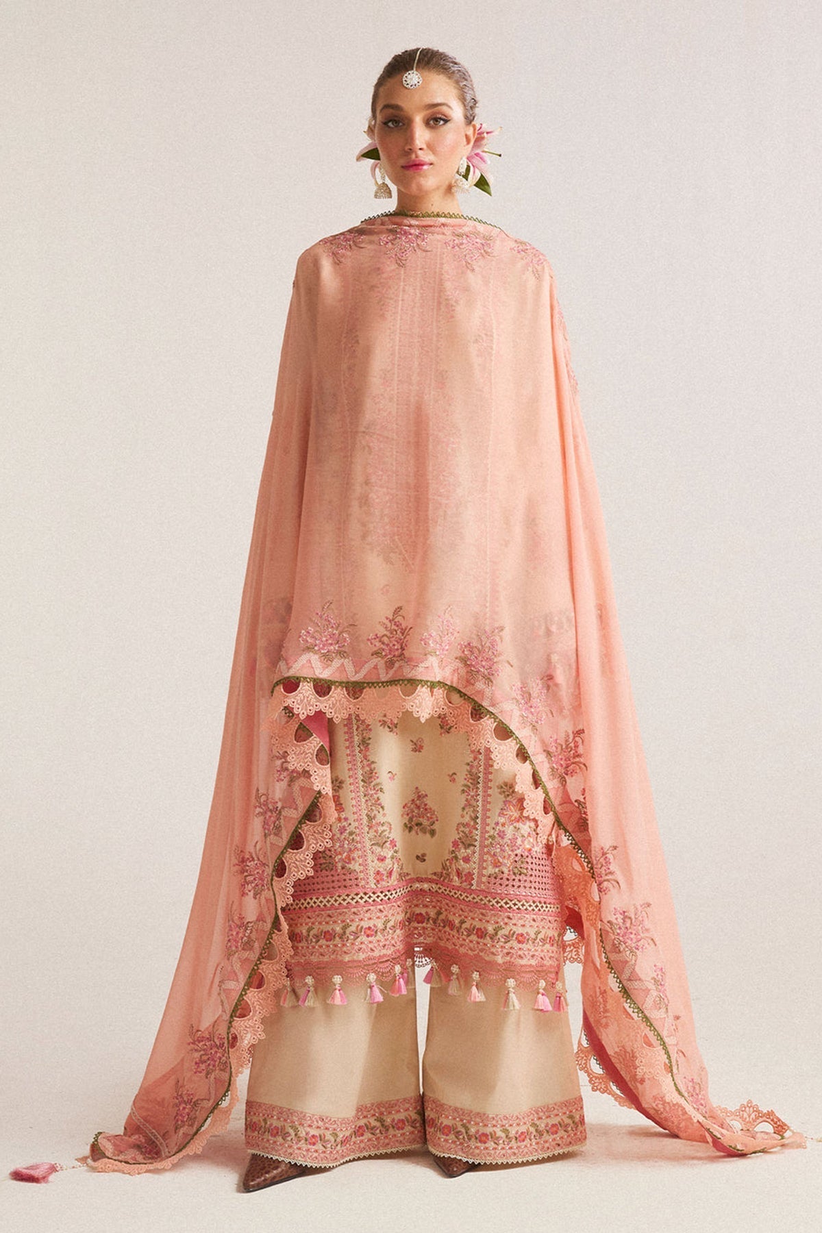 Hussain Rehar Unstitched Dhanak 3PC With Embroidered Shawl