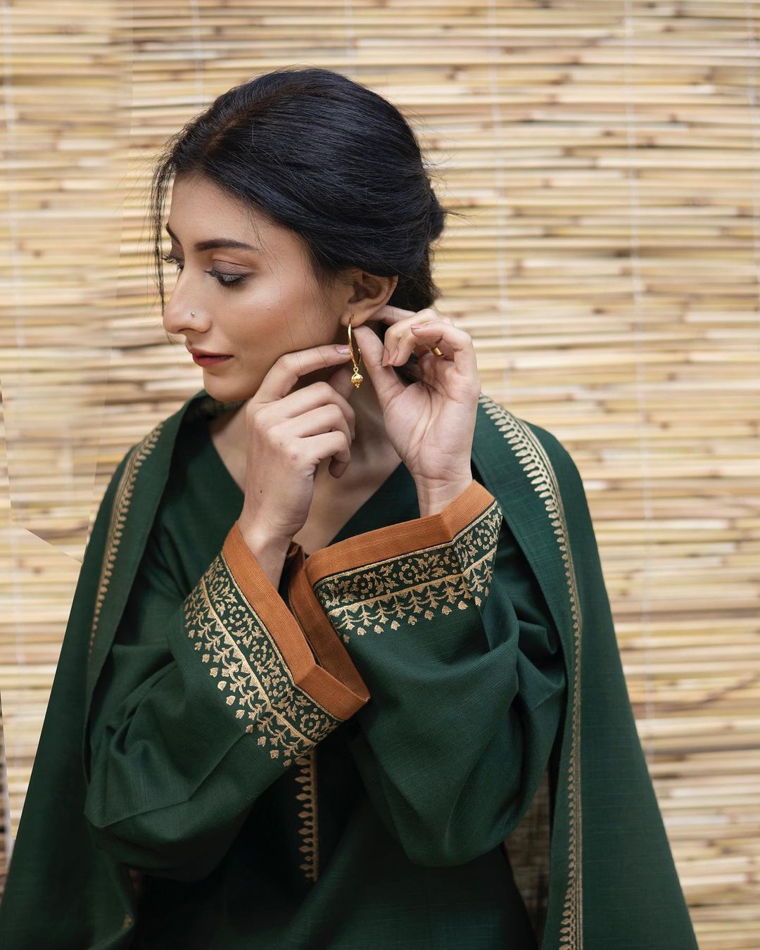DYOT - 3PC Unstitched Dhanak Neckline Embroidered Shirt with Printed Wool Shawl and Trouser