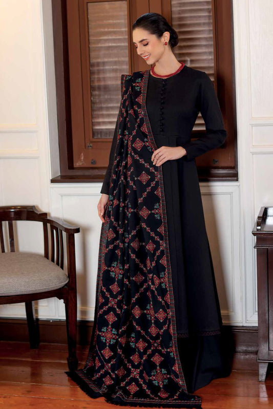 BAREEZE UNSTITCHED WINTER DHANAK 3PC WITH HEAVY EMBROIDERED DHANAK SHAWL