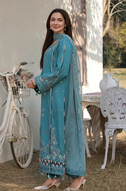ALLYS - 3PC LAWN EMBROIDERED SHIRT WITH BAMBER CHIFFON EMBROIDERED READY TO WEAR DUPATTA (SYT-402)