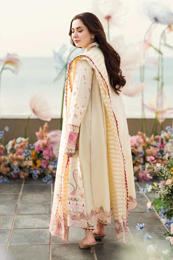 QALAMKAR - 3PC LAWN EMBROIDERED SHIRT WITH KHADDI NET EMBROIDERED READY TO WEAR DUPATTA (SYT-423)