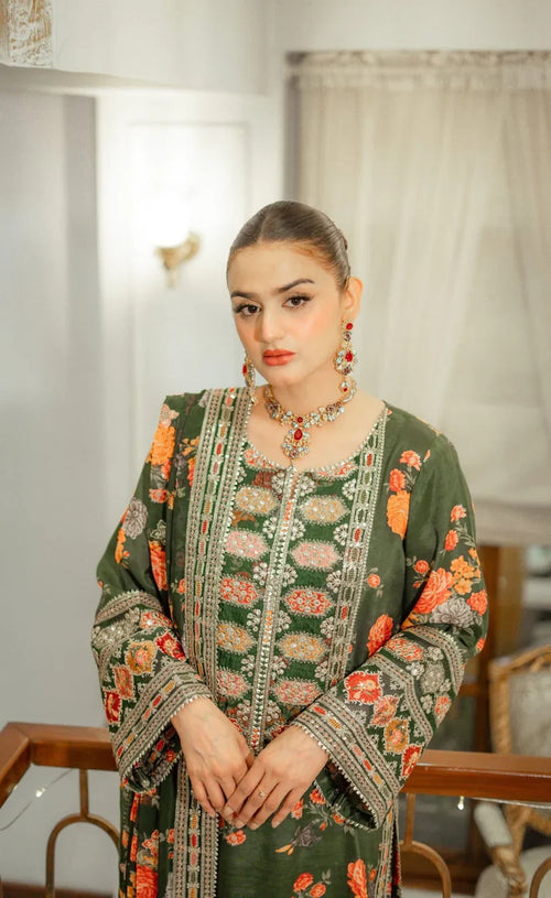 ANEELA’S UNSTITCHED SHAMOOZ SILK 3PC WITH READY TO WEAR SILK DUPATTA