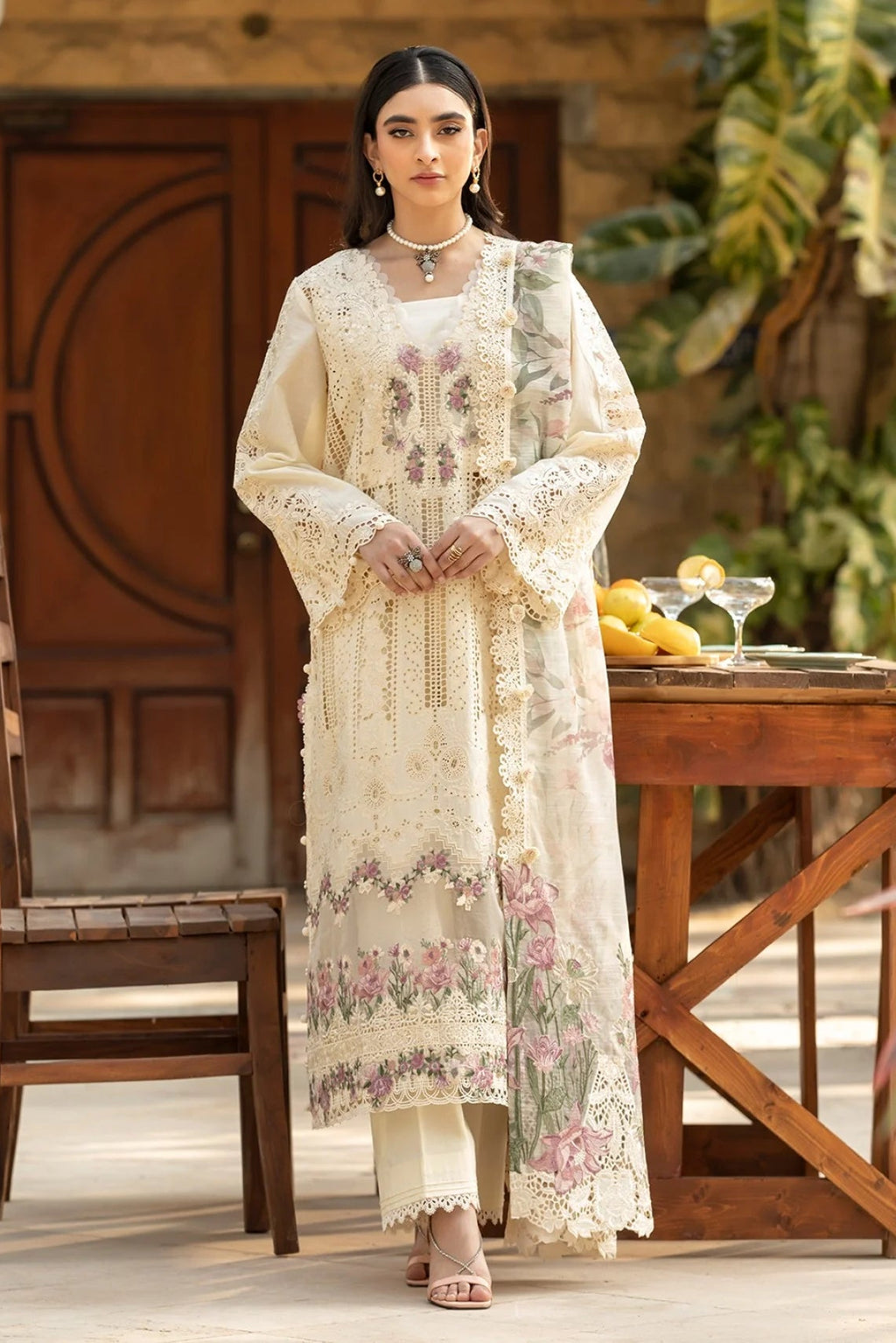 ELAF- 3PC LAWN EMBROIDERED SHIRT WITH KHADDI NET EMBROIDERED READY TO WEAR DUPATTA (SYT-425)