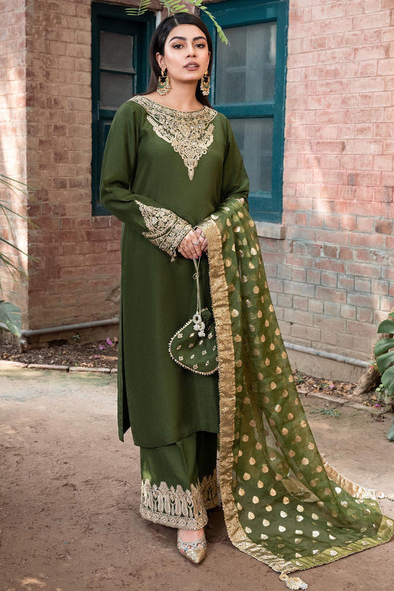 RANG E HAYA LUXURY SHAMOOZ SILK 3PC WITH BANARSI ORGANZA DUPATTA