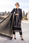 Maria B - 3PC Unstitched Dhanak Embroidered Shirt with Printed Wool Shawl and Trouser