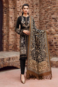 Maria B - 3PC Unstitched Dhanak Embroidered Shirt with Printed Pashmina Wool Shawl and Trouser