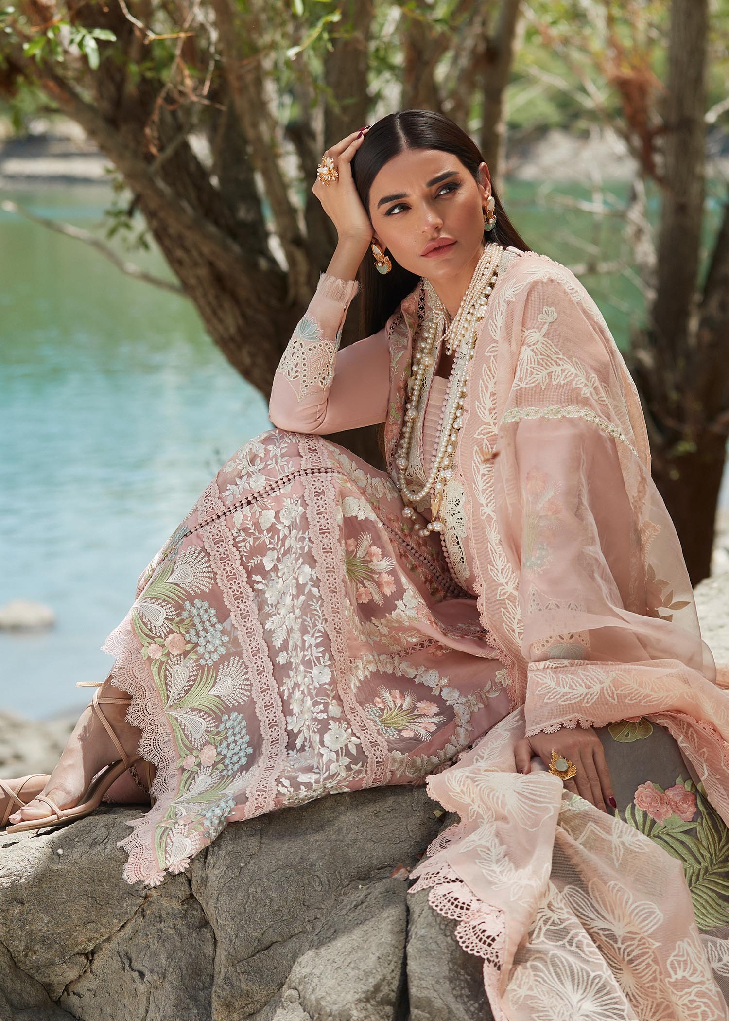 CRIMSON | Chikkankari Affair | UNSTITCHED LAWN EID 3PC COLLECTION (SYT-521)