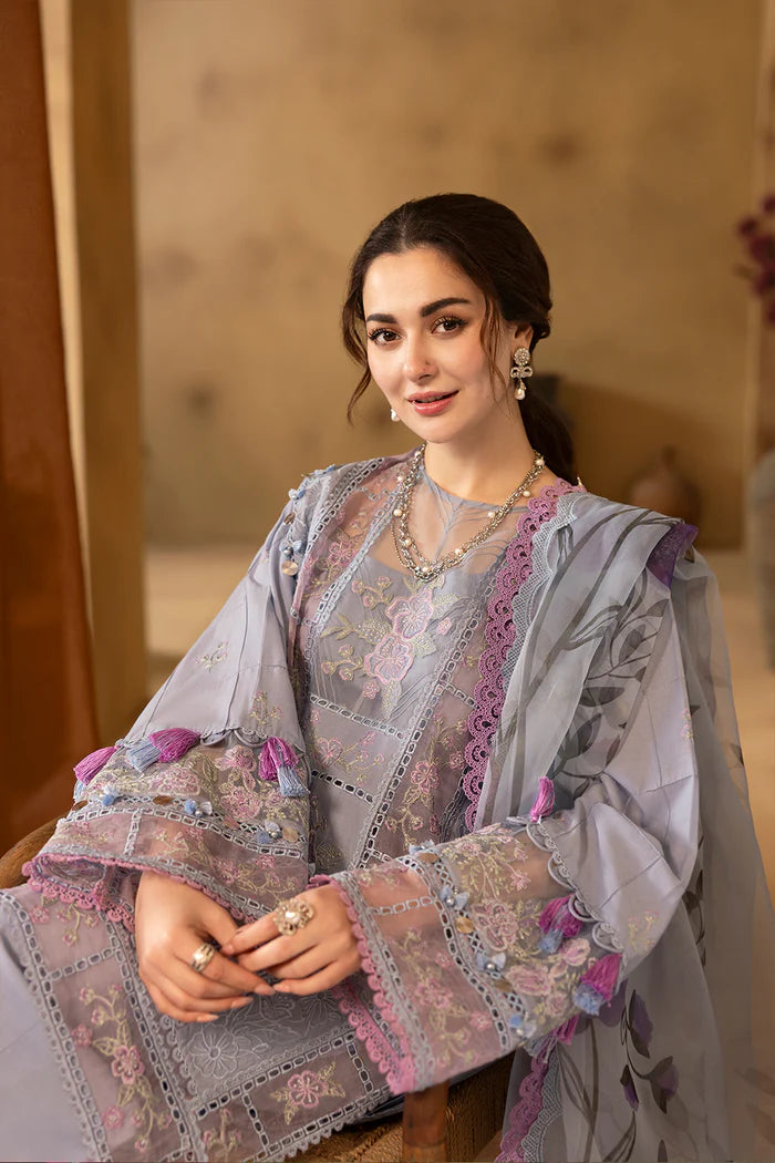 SAIRA RIZWAN - 3PC LAWN EMBROIDERED SHIRT WITH CHIFFON  EMBROIDERED READY TO WEAR DUPATTA (SYT-404)