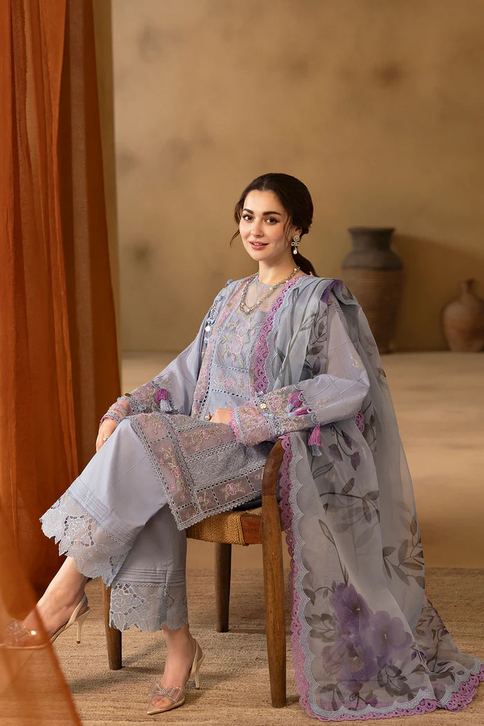 SAIRA RIZWAN - 3PC LAWN EMBROIDERED SHIRT WITH CHIFFON  EMBROIDERED READY TO WEAR DUPATTA (SYT-404)