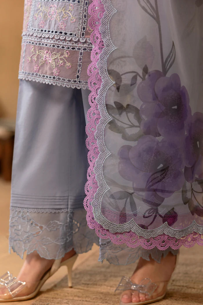 SAIRA RIZWAN - 3PC LAWN EMBROIDERED SHIRT WITH CHIFFON  EMBROIDERED READY TO WEAR DUPATTA (SYT-404)