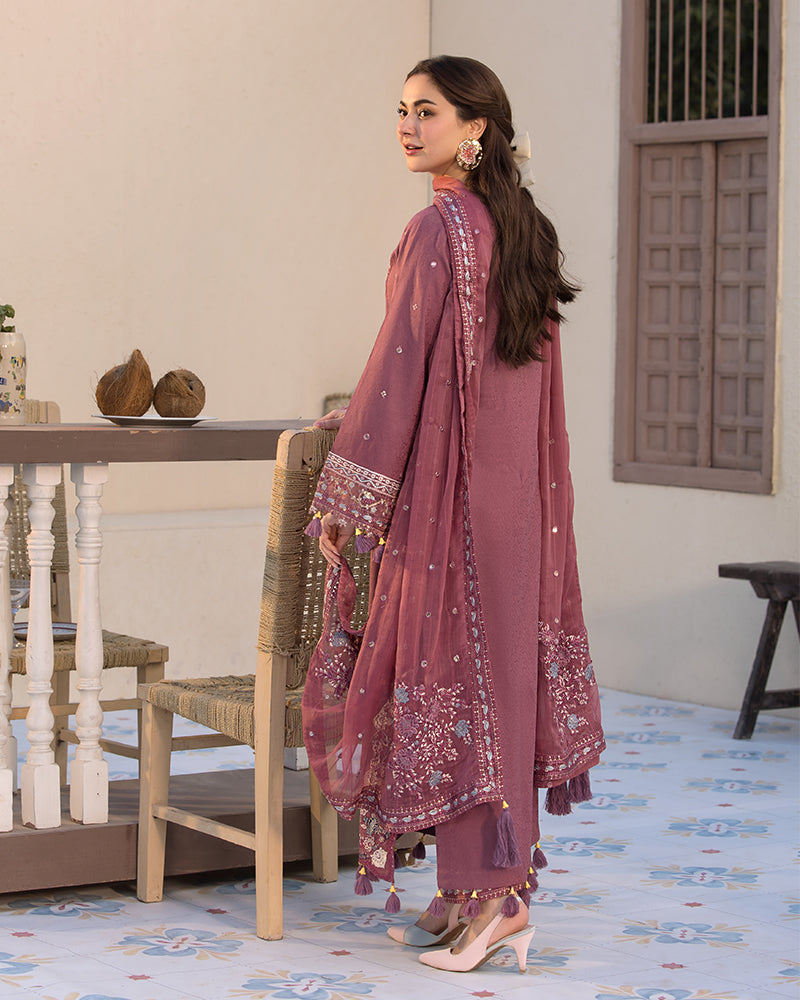 ALLY’S  Unstitched Dhanak 3PC With Embroidered Shawl