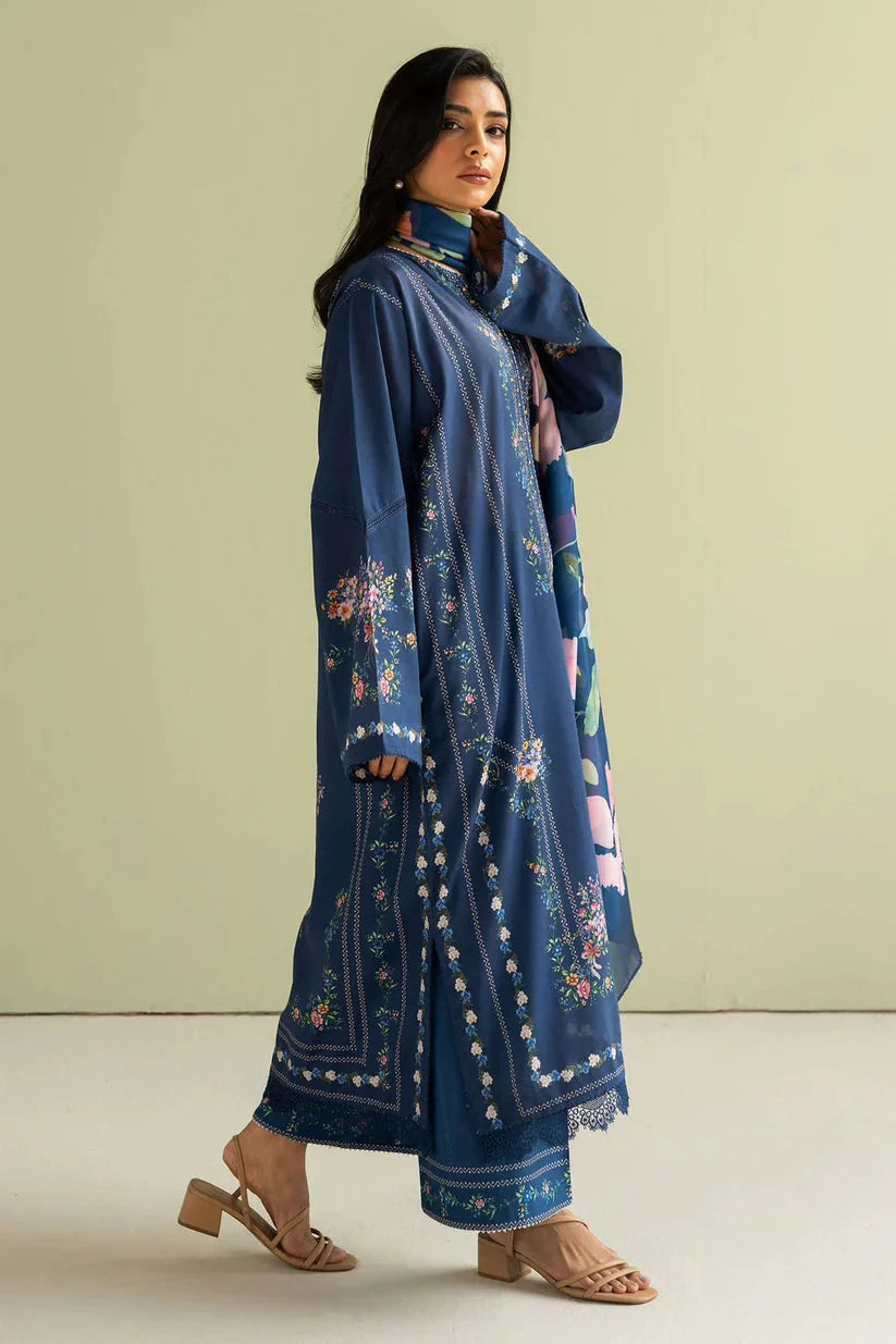 ZARA SHAHJAHAN - 3PC LAWN EMBROIDERED SHIRT WITH PRINTED CHIFFON DUPATTA (SYT-405)