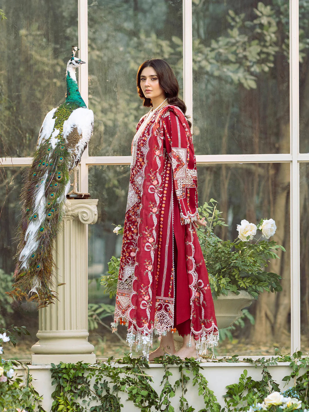 BIN ILYAS DHANAK EMBROIDERED 3PC WITH DHANAK EMBROIDERED SHAWL (SYT-244B)