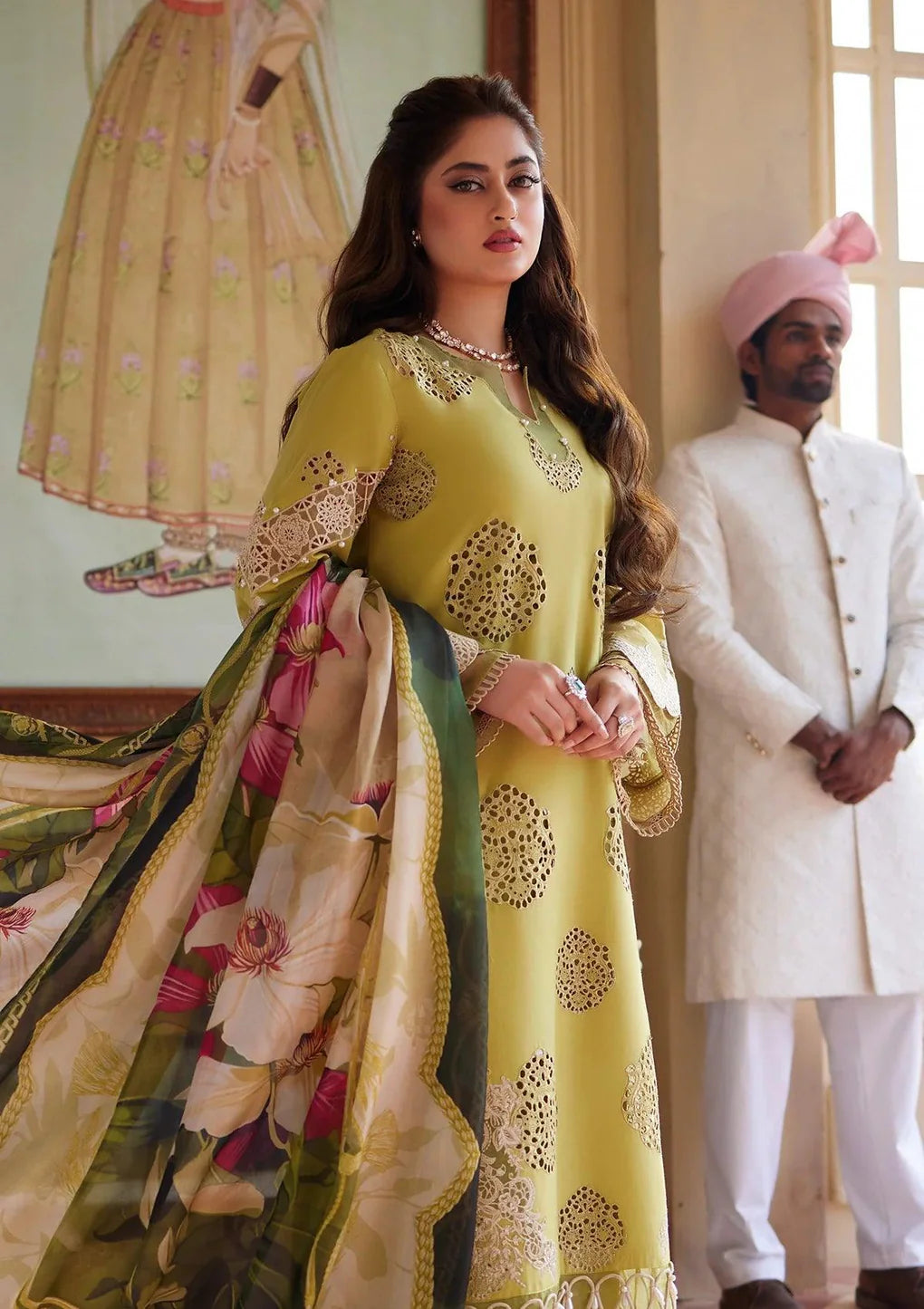 ELAF - 3PC LAWN EMBROIDERED SHIRT WITH PRINTED CHIFFON DUPATTA (SYT-408)