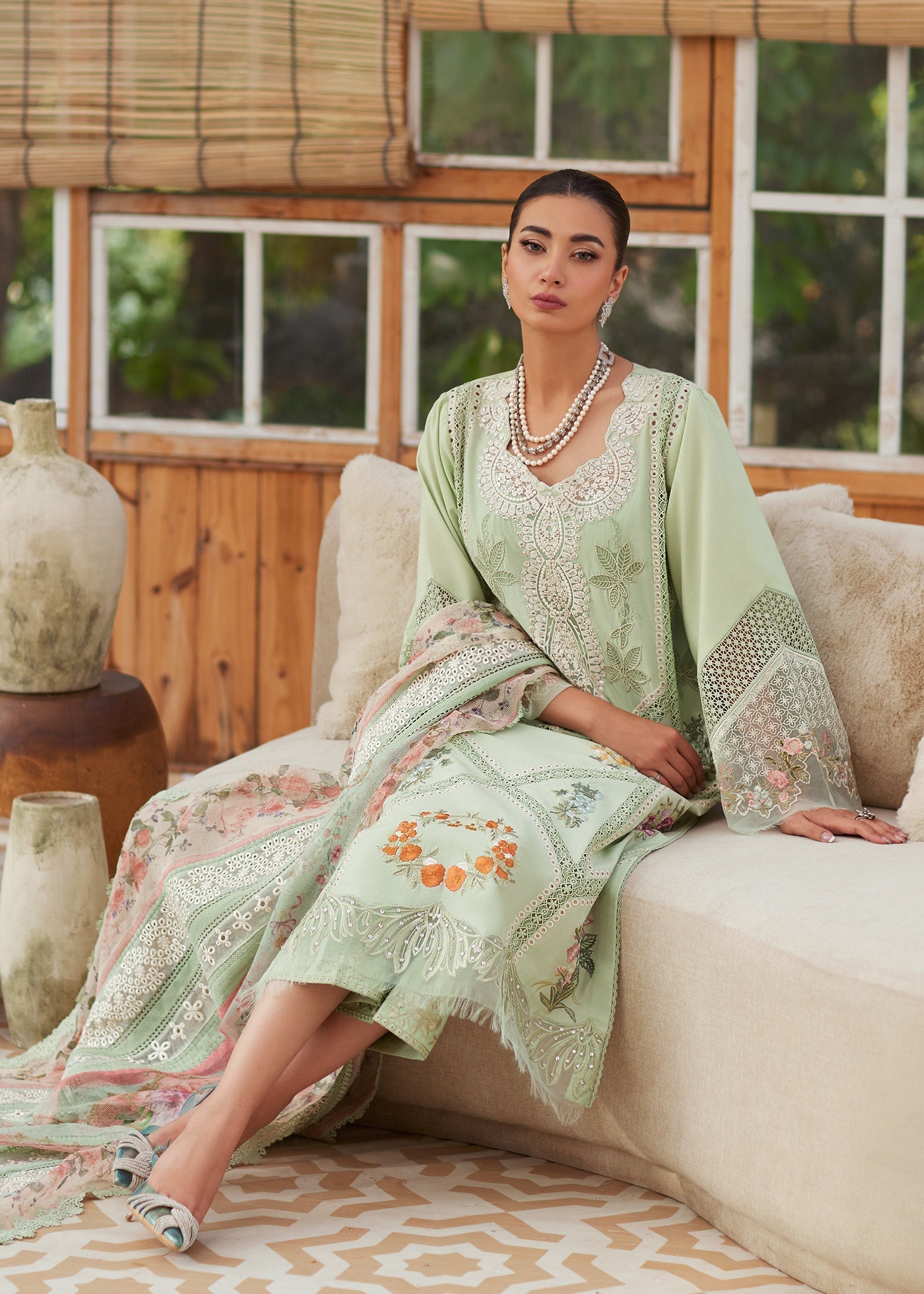 CRIMSON | MINT | SUMMER UNSTITCHED LAWN 3PC (SYT-503)