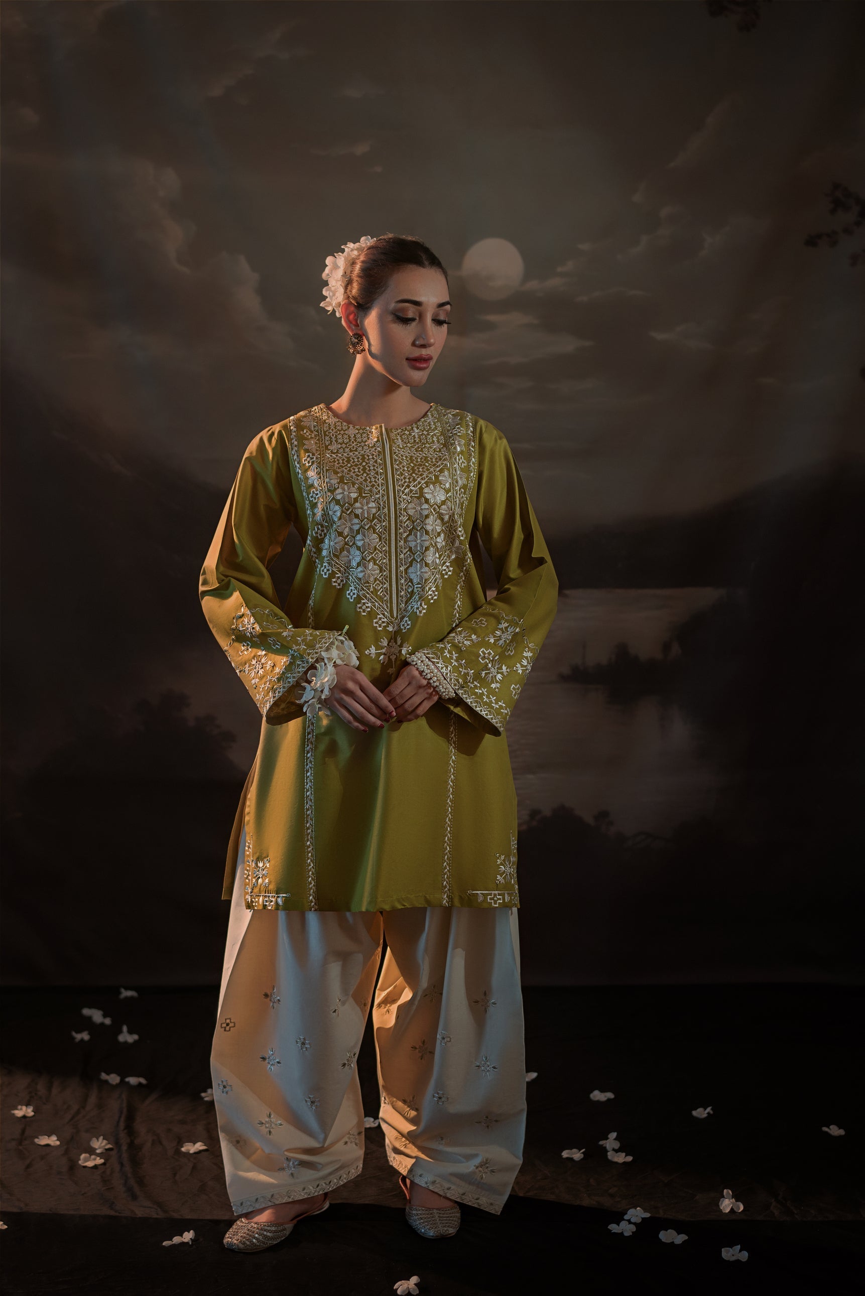 Urge - 2PC Unstitched Dhanak Embroidered Shirt with Dhanak Embroidered Trousers