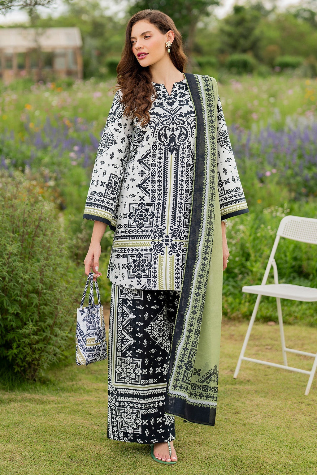 JAZMIN - 3PC Unstitched Printed Viscose Shirt with Printed Dupatta and Printed Trouser