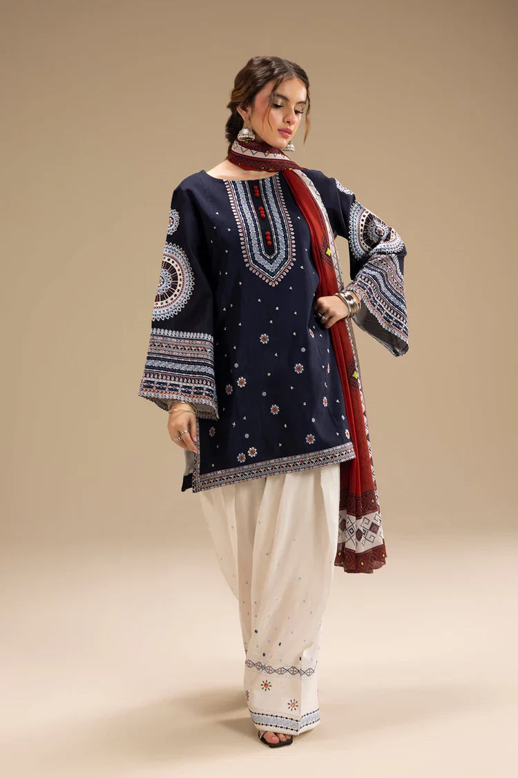 JAZMIN - UNSTITCHED 3PC DHANAK EMBROIDERED WITH DIGITAL PRINT SHAWL