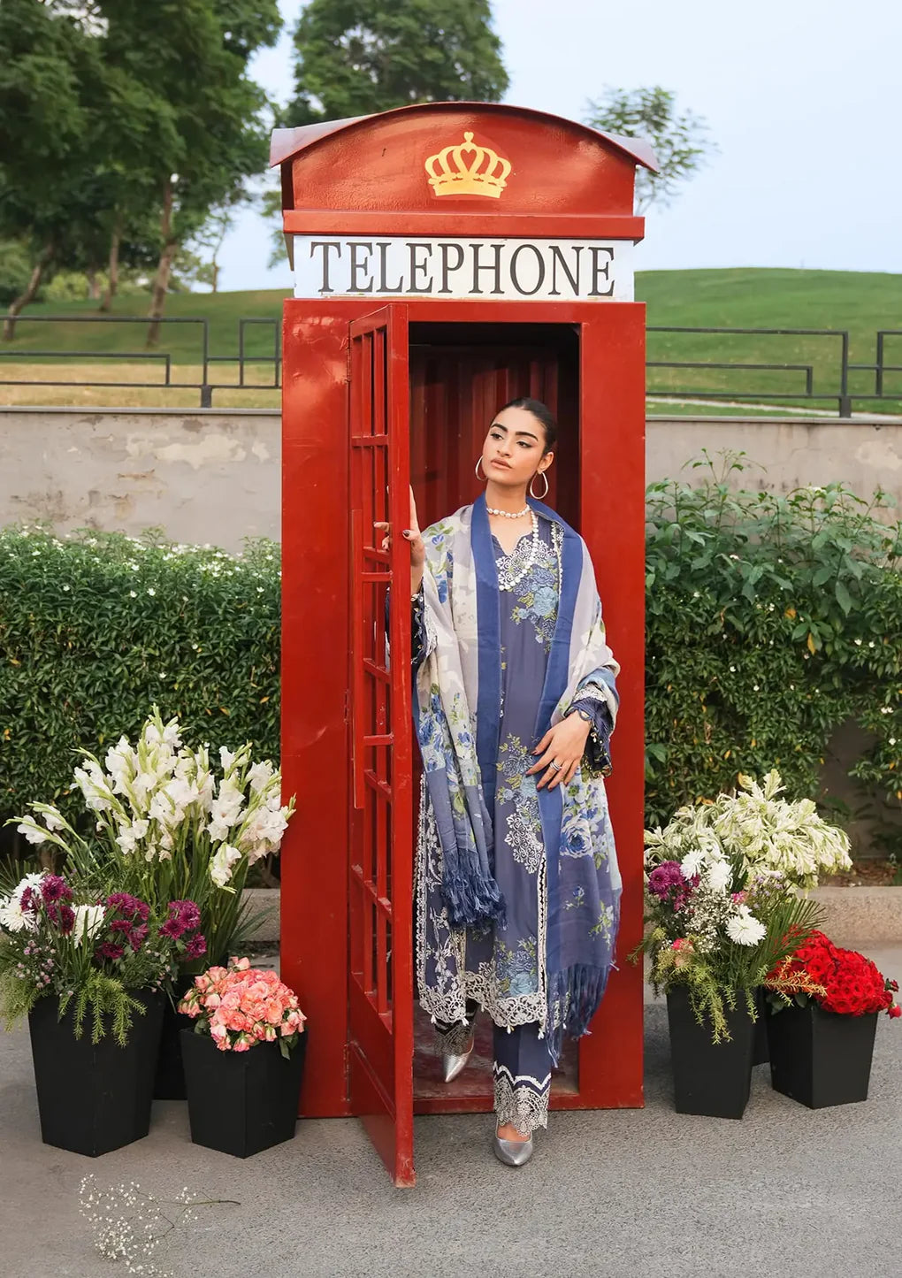 ELAF - 3PC LAWN EMBROIDERED SHIRT WITH PRINTED CHIFFON DUPATTA (SYT-409)