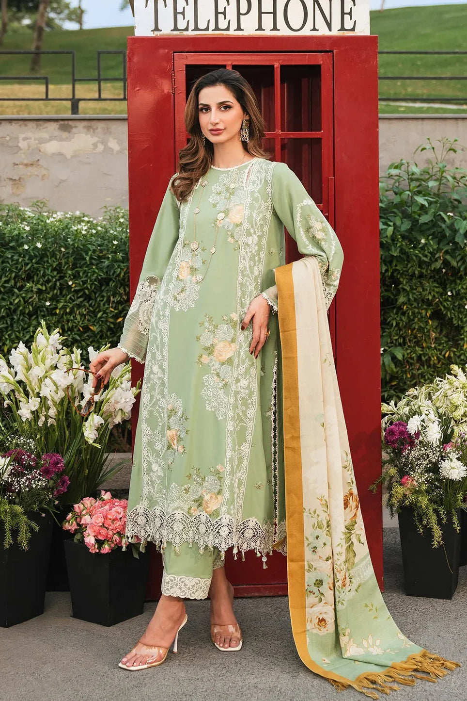 ELAF - 3PC LAWN EMBROIDERED SHIRT WITH PRINTED CHIFFON DUPATTA (SYT-410)