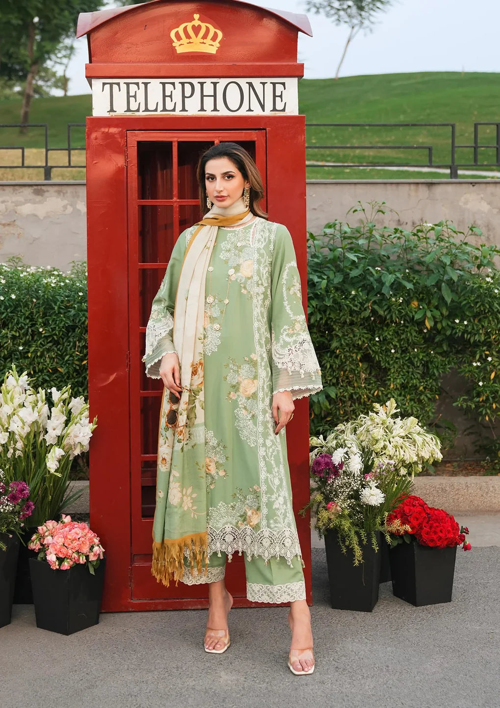 ELAF - 3PC LAWN EMBROIDERED SHIRT WITH PRINTED CHIFFON DUPATTA (SYT-410)