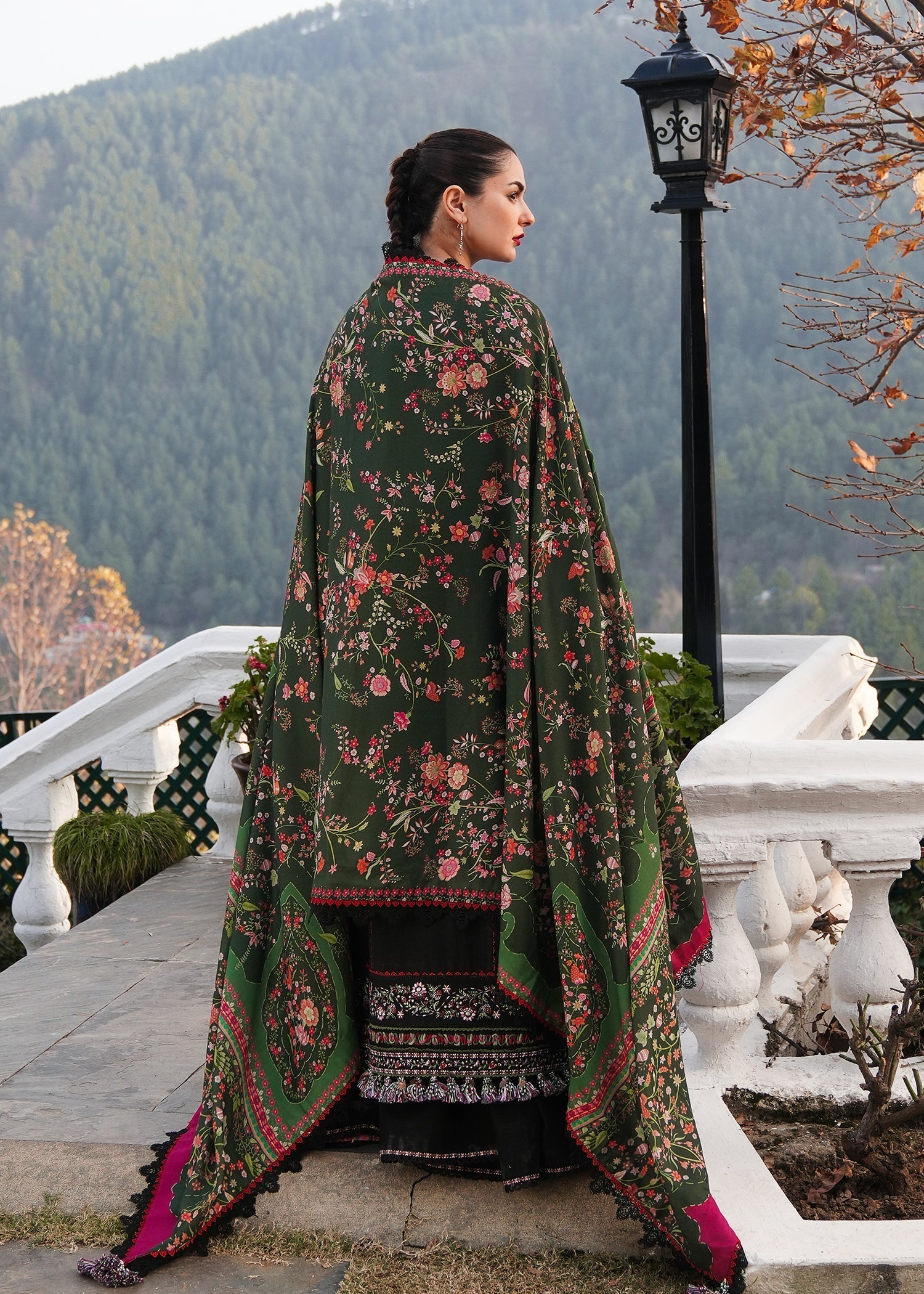 HUSSAIN REHAR DHANAK EMBROIDERED WINTER 3PC WITH DHANAK EMBROIDERED SHAWL